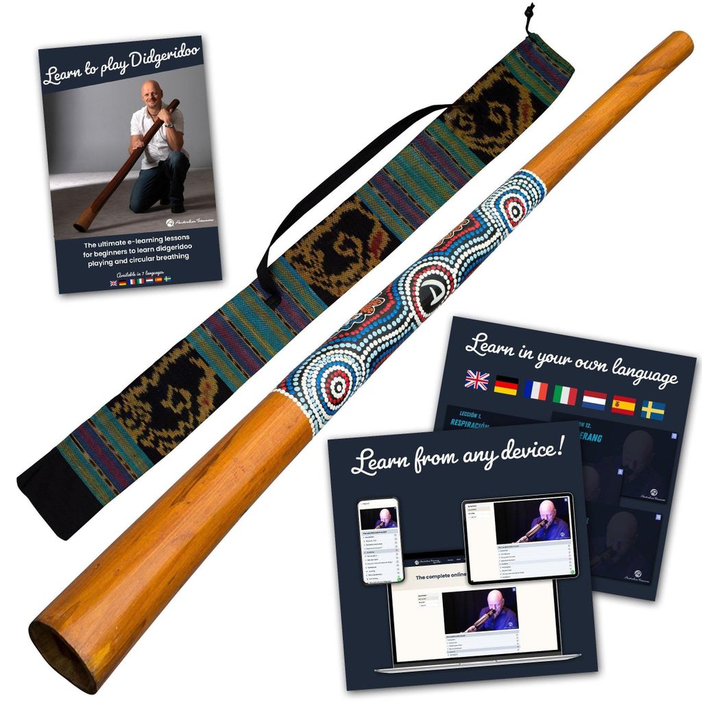 Holz Didgeridoo – Handbemalt mit Tragetasche und Online-Kurs