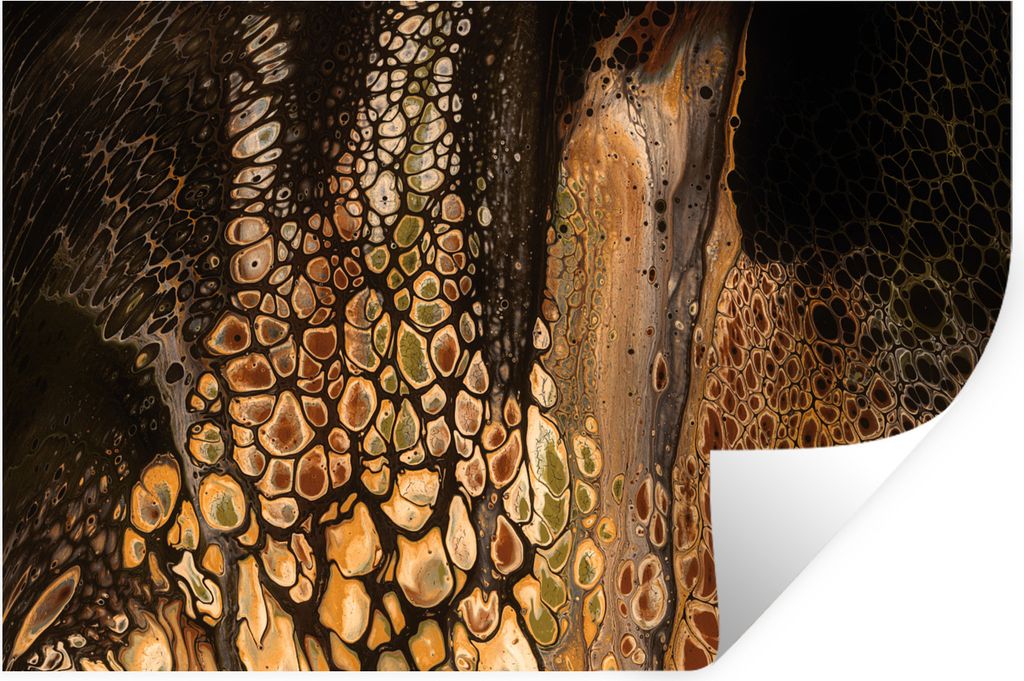 MuchoWow Wandtattoo Wandsticker Wandaufkleber Acrylfarbe - Braun - Gießfarbe 120x80 cm Selbstklebend und Repositionierbar - Selbstklebend - Foto...