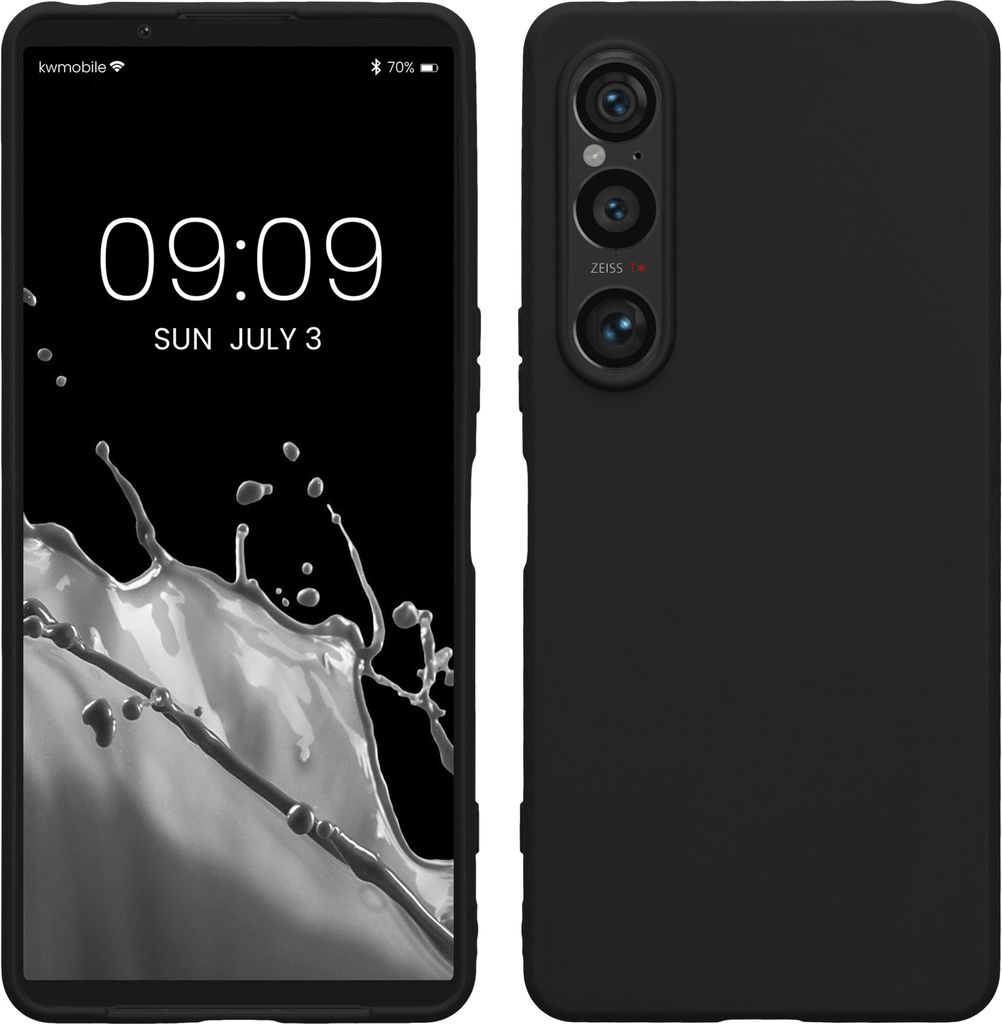 kwmobile Hülle kompatibel mit Sony Xperia 1 VI Hülle - weiches TPU Silikon Case - Cover geeignet für kabelloses Laden - Schwarz