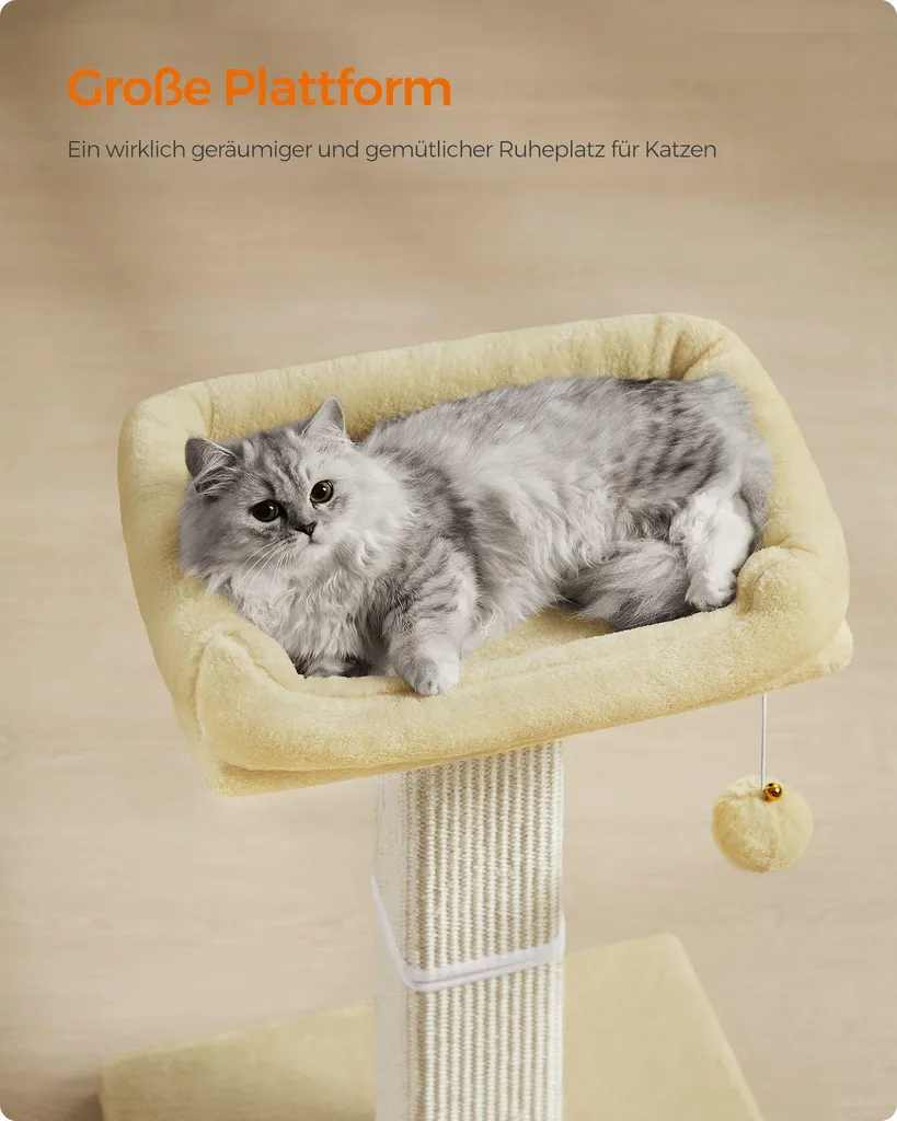 Arbre à chat avec plate-forme en peluche 40 x 30 cm gris anthracite