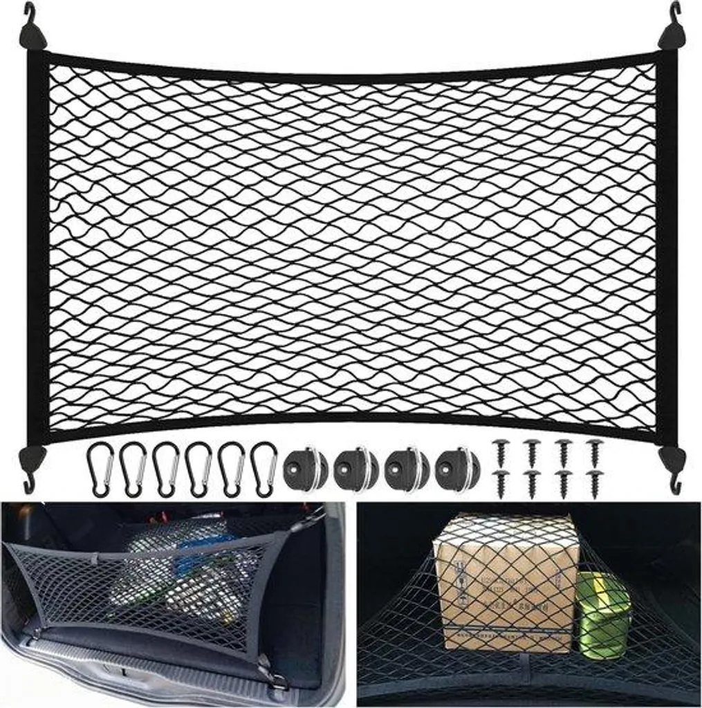 Filet de coffre pour voiture idéal pour stabiliser les courses et bagages