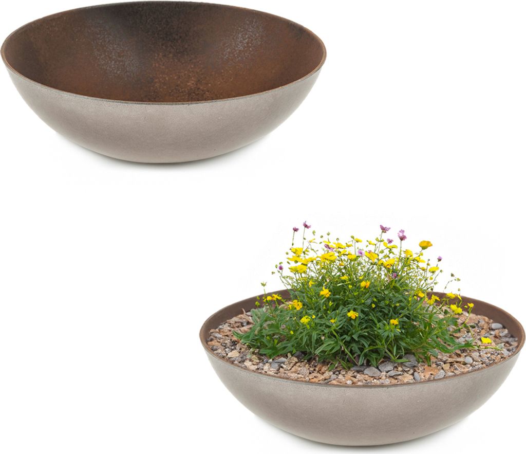 Pflanzschalen für draussen Dekoschalen rund Rost-Optik 19 cm