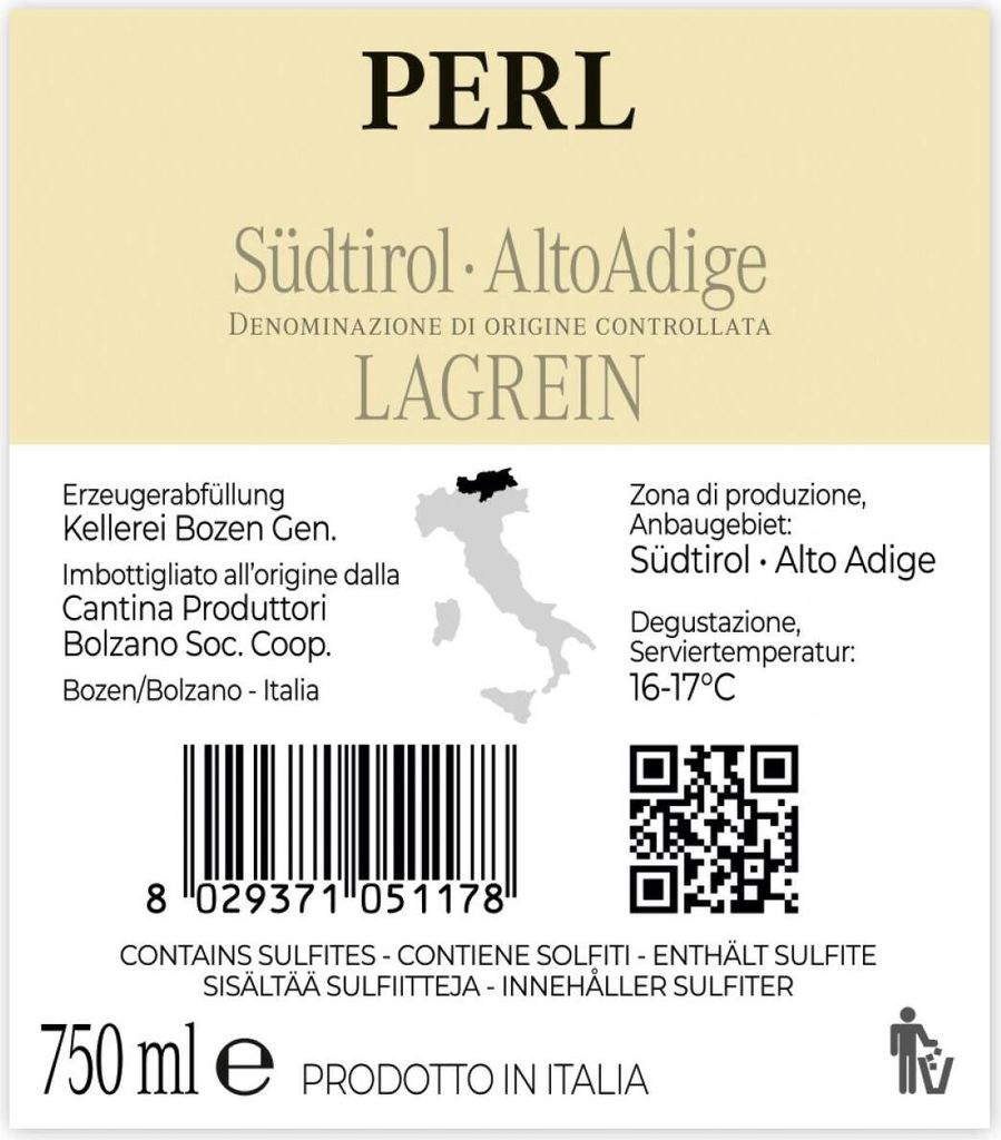12er Karton 2023 LAGREIN PERL Südtirol von Kellerei Bozen - Rotwein