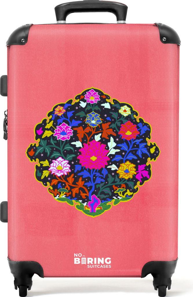 NoBoringSuitcases.com Großer Koffer - Blumen - Pflanzen - Rosa - Abstrakt - Kunst - Kombinationsschloss TSA - Hartschalen Trolley 4 Rollen - 72 ...