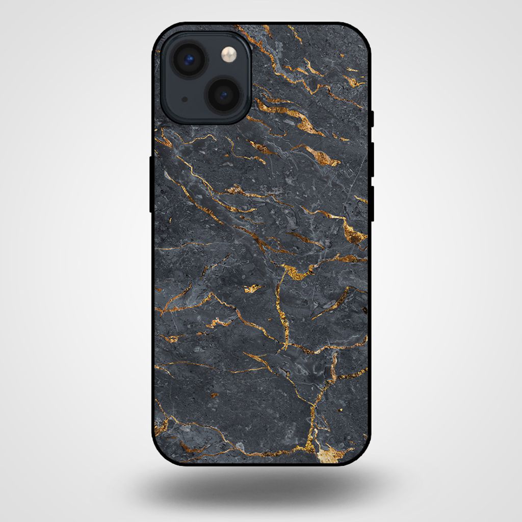 Smartphonica Handyhülle für iPhone 13 mit Marmordruck - TPU-Hülle mit Marmordesign - Gold Grau