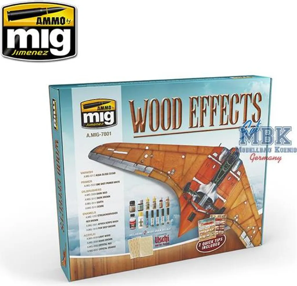 Effets bois AMIG7801 Wood Effects Set avec filtres et lavis émail 35ml