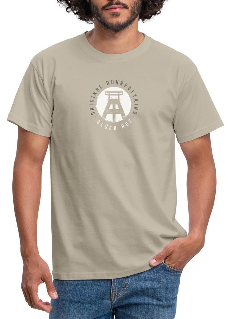 Spreadshirt Original Ruhrpottkind Glück Auf Ruhrpott Ruhr Männer T-Shirt, XL, Sandbeige