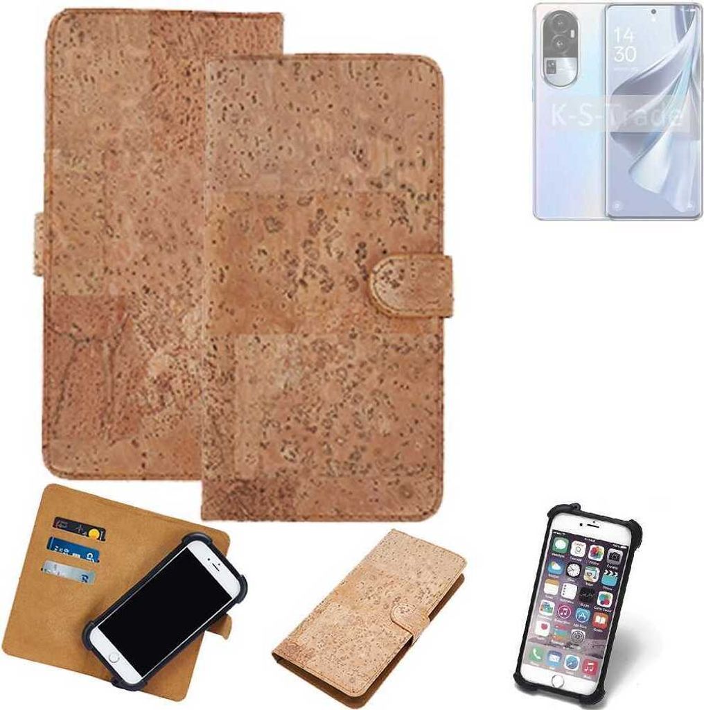 K-S-Trade Hülle kompatibel mit Oppo Reno10 Pro Global Kork Handyhülle Cover Schutzhülle TPU Case Bumper in Hellbraun, (1x)