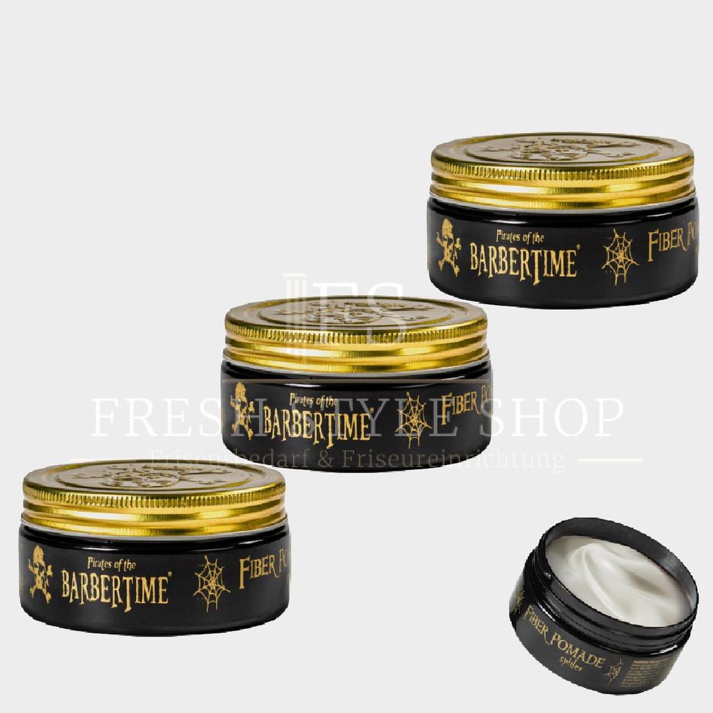 3x BARBERTIME Haarpomade Hair Pomade Styling Pomade 150ml Fiber Pomade