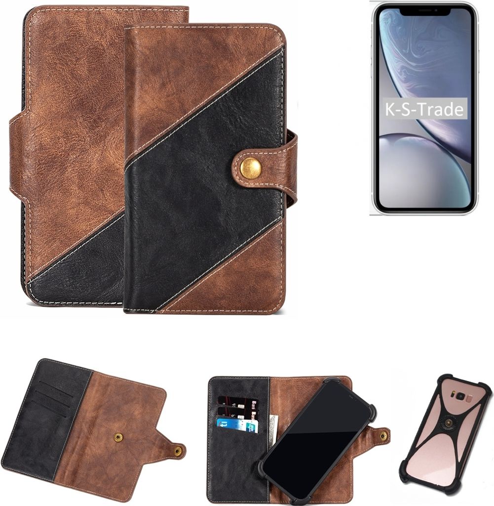 K-S-Trade Handy Hülle Schutz Hülle Schutzhülle Bookstyle Case kompatibel mit Apple iPhone XR Handy Cover Hülle Schutztasche 1x