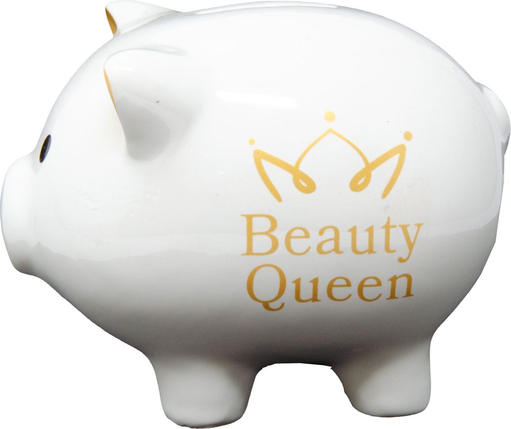 Charmantes Sparschwein aus Dolomit mit Beauty Queen Aufdruck
