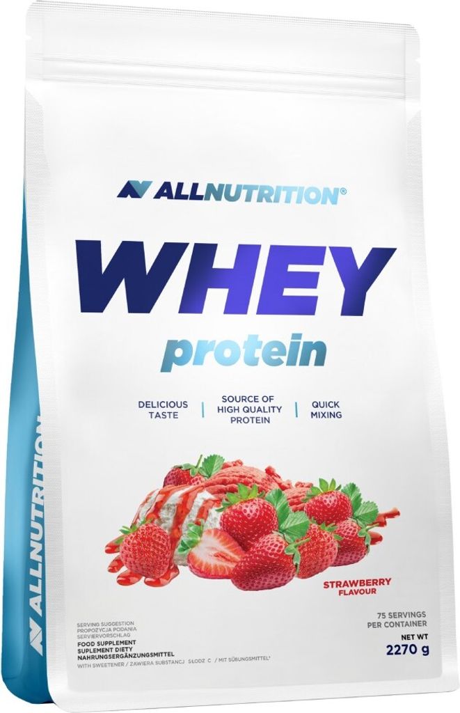 ALLNUTRITION Whey Protein 2270g, aardbei smaak. Productafbeelding 