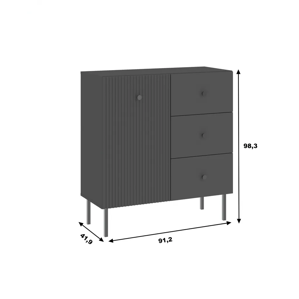 Commode à tiroirs HASKEL anthracite - Meuble de rangement multi-usages