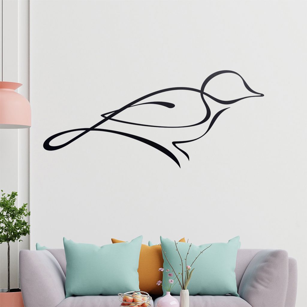 Kleiner Vogel Linien Wandtattoo in 6 Größen - Wandaufkleber Wall Sticker - Dekoration, Küche, Wohnzimmer, Schlafzimmer, Badezimmer