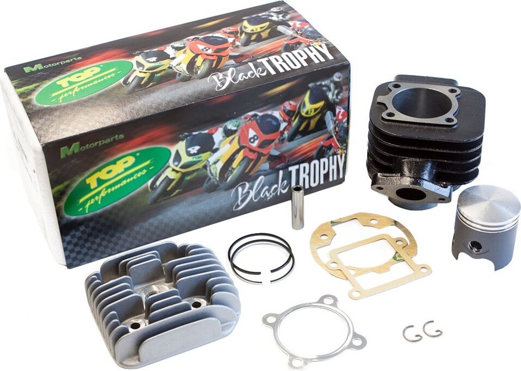 TopPerformances Zylinderkit BLACK TROPHY 70ccm kompatibel mit Minarelli stehend AC, inkl. Zylinderkopf