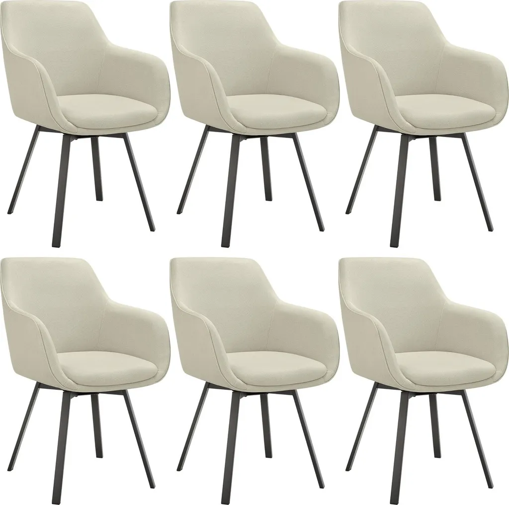 Lot de 6 fauteuils pivotants Alicon rembourrés - Grège, design scandinave
