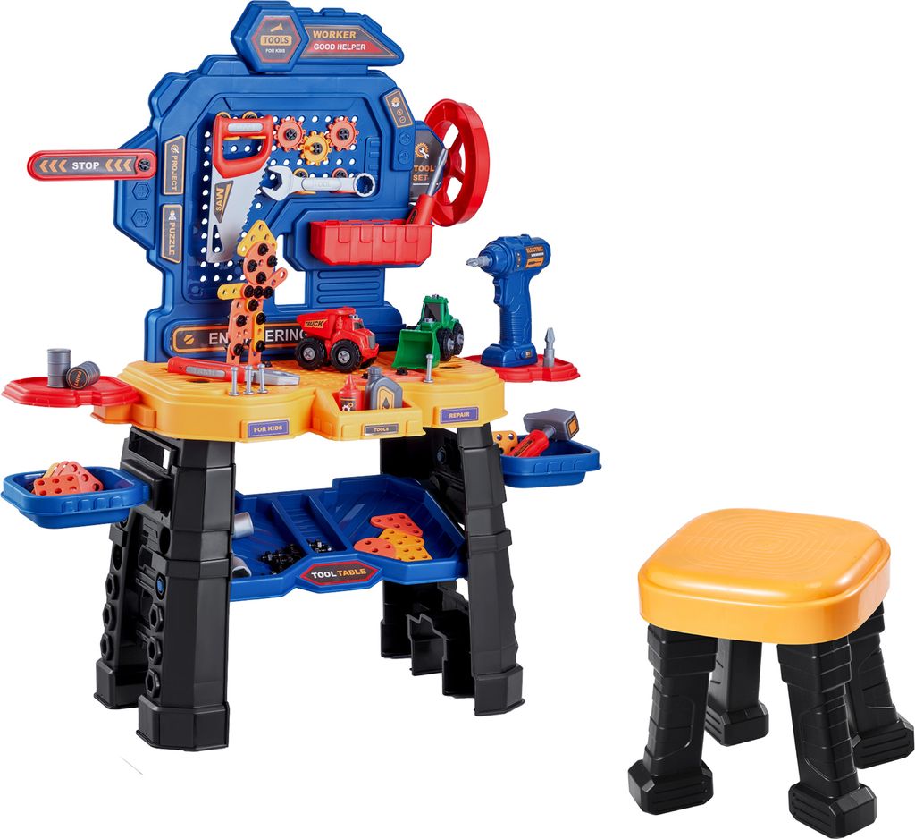 SucceBuy Kinder-Werkbank mit 181-teiligem Spielzeug-Set für Kinder ab 3 Jahren