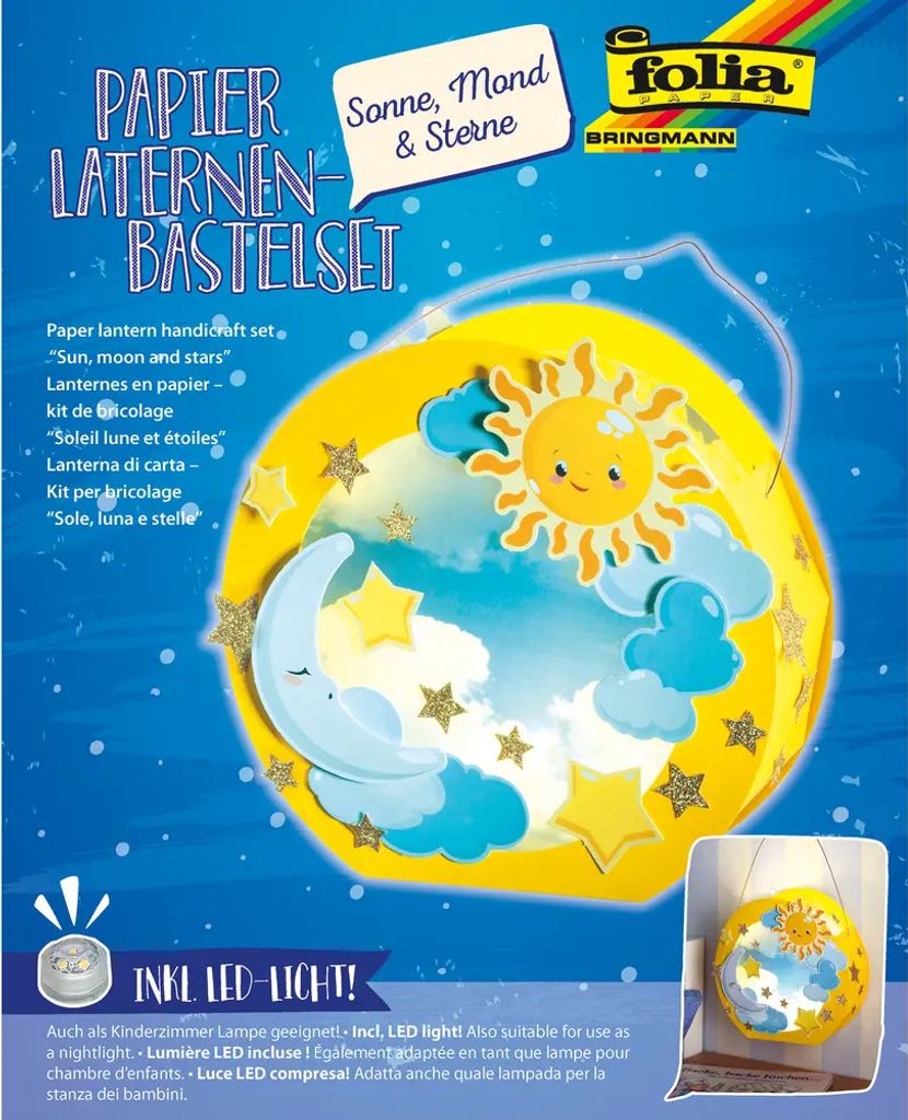folia Laternen-Bastelset "SONNE MOND & STERNE" gelb Produktbild 