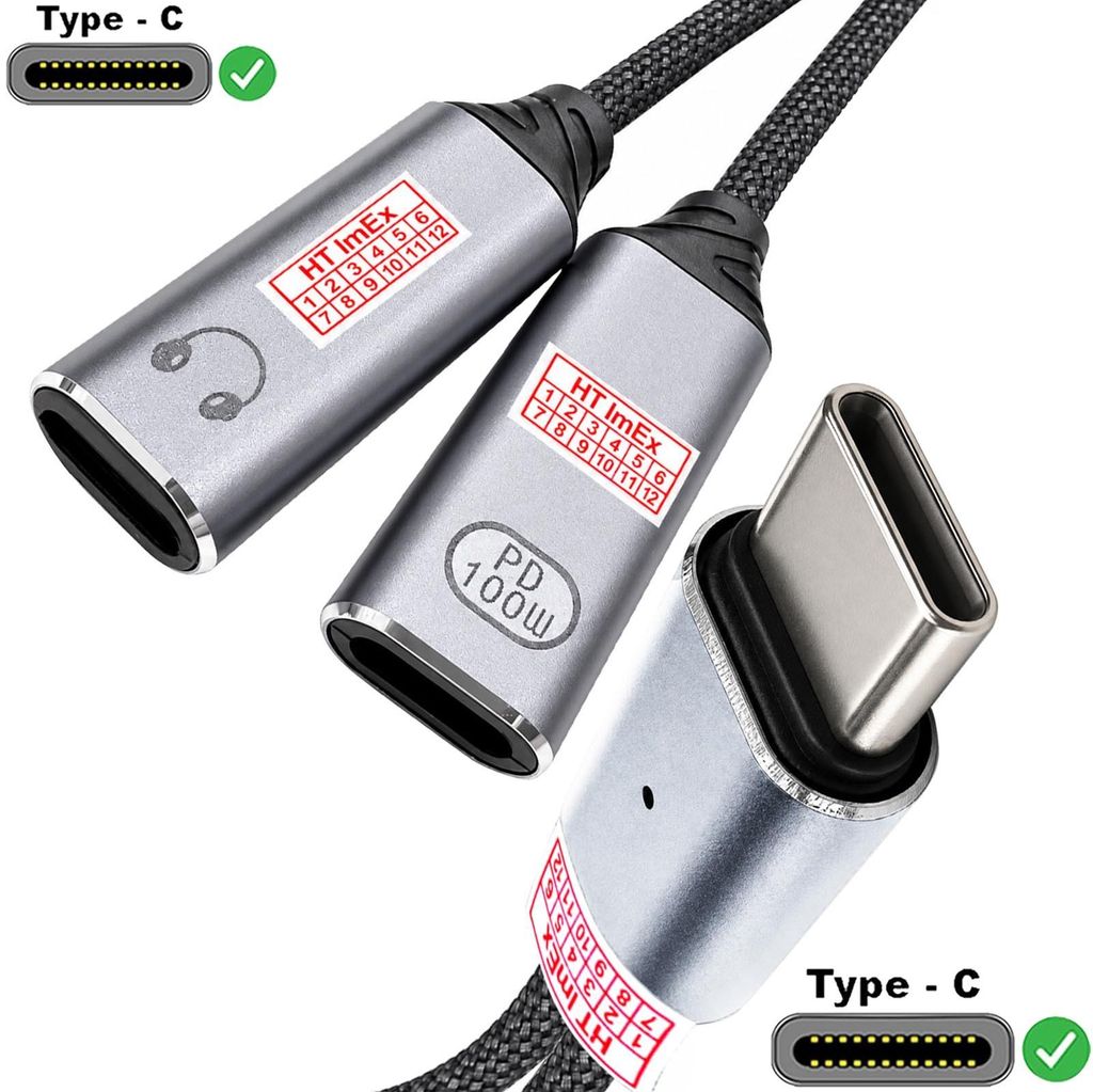 USB-C Splitter Y Adapter Kopfhörer und Laden PD 100W kompatibel mit iPad Pro new (M4, M5), iPhone Air Handy