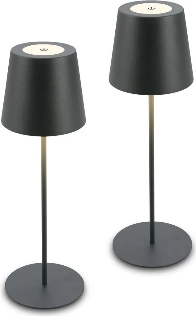 Lampe de Table LED Sans Fil Anthracite Hauteur Ajustable 36cm x2