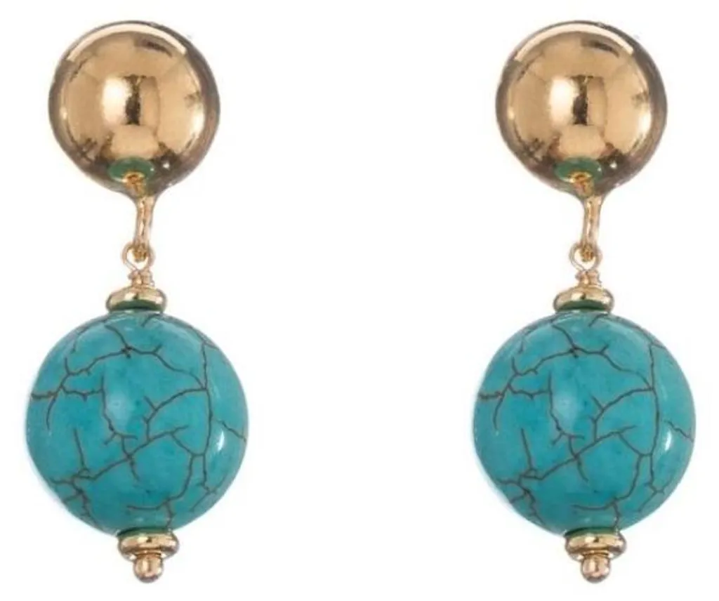 Boucles d'oreilles turquoise plaquées or résistantes pour look éclatant