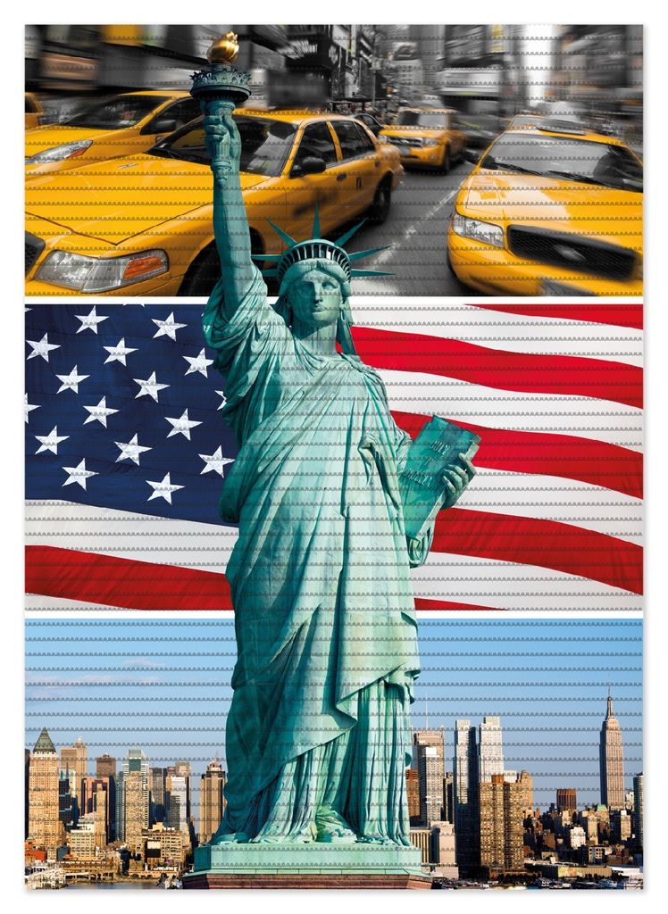 Wallario Duschmatte Antirutschmatte Badmatte Fußmatte New York Collage, Größe ca. 70 x 50 cm