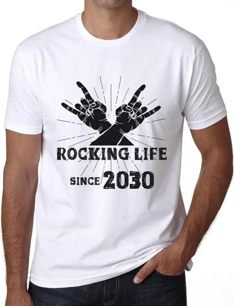 Herren Grafik T-Shirt Das Leben rocken seit 2030 – Rocking Life Since 2030 – Öko-Verantwortlich Vintage Jahrgang Kurzarm Lustige Druck Geburtstag