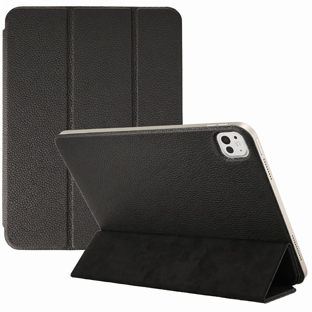 Accezz Leder-Dreifachklapphülle für das Apple iPad Pro 13 (2025) M5 / (2024) M4 – Schwarz