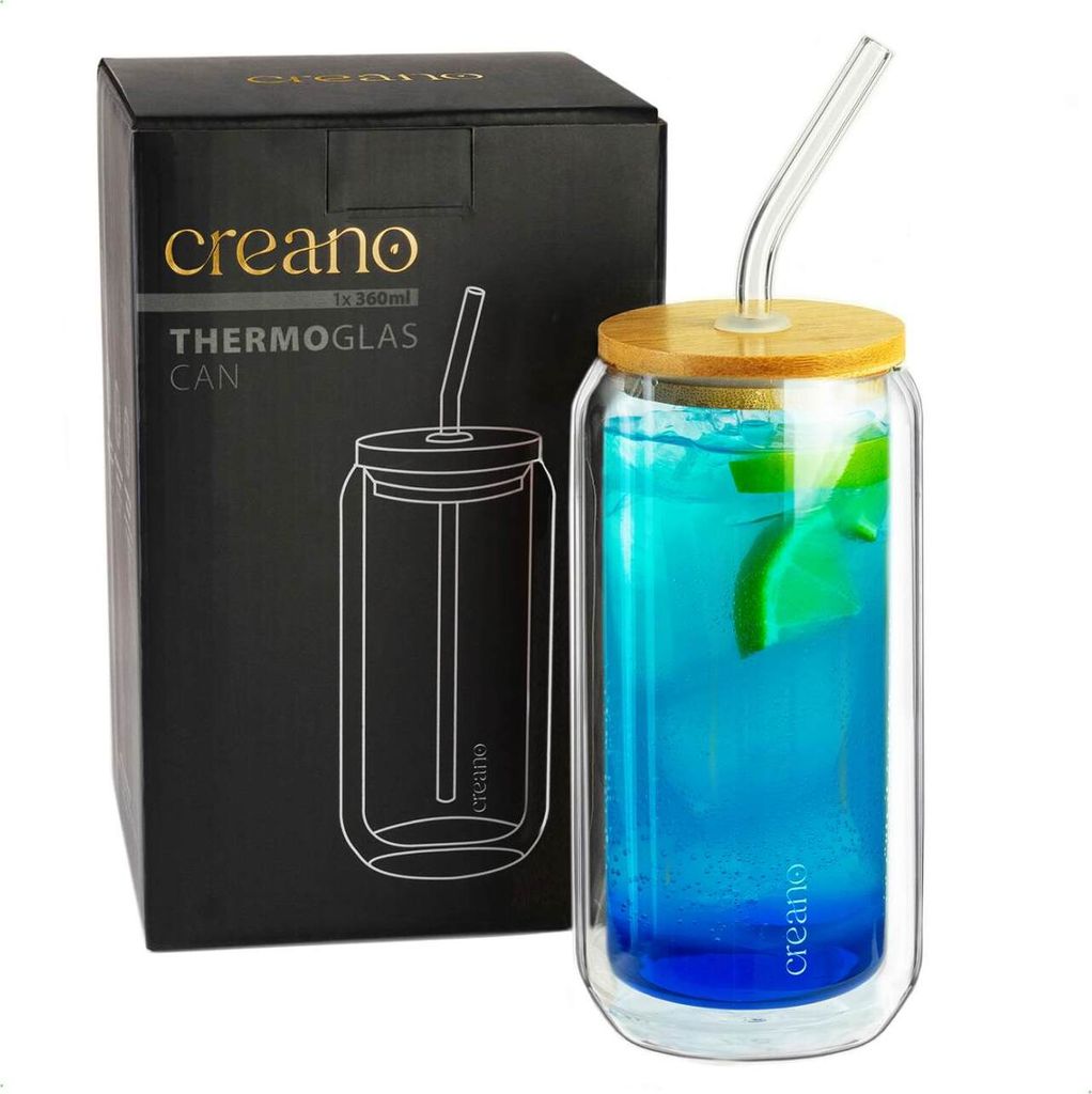 Creano doppelwandiges Trinkglas mit Bambusdeckel & Produktbild 5