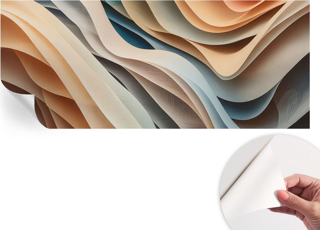 Selbstklebende Wandtapete - Dekorative Tapete für Wohnzimmer - Klebefolie für Wandbilder - Tapetenfolie für Wanddekoration - 208x146 cm - Wellen...