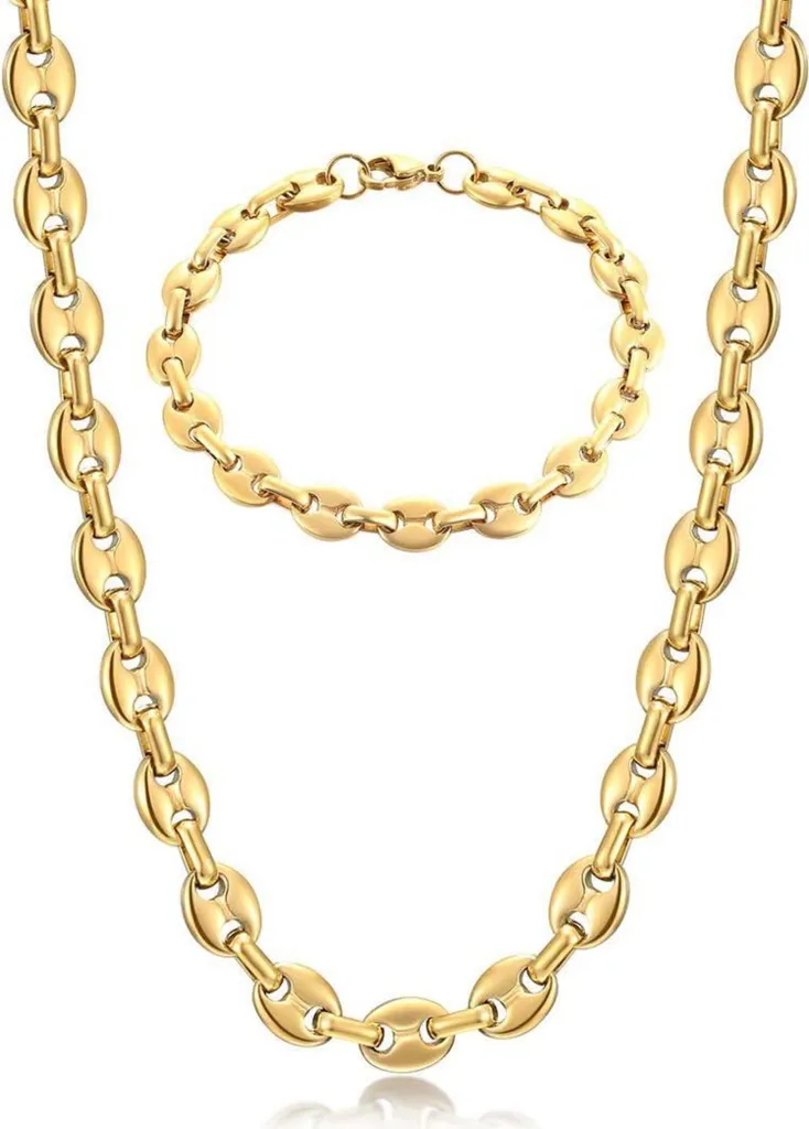 Collana AFSTALR Chicco di Caffè Uomo: Eleganza in Acciaio Argento e Oro