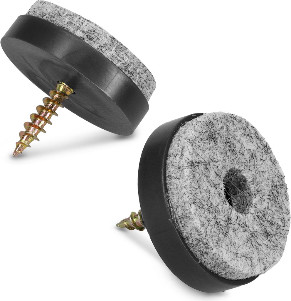 Navaris 50x Filzgleiter mit Schraube Stuhlgleiter - Bodenschutz Gleiter 24mm rund - Schutz für Möbel Stühle Parkett Laminat - Möbelgleiter Schwarz