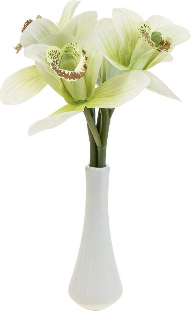 Künstliche Orchideen Weiß Grün 28cm Deko-Blumen in Vase