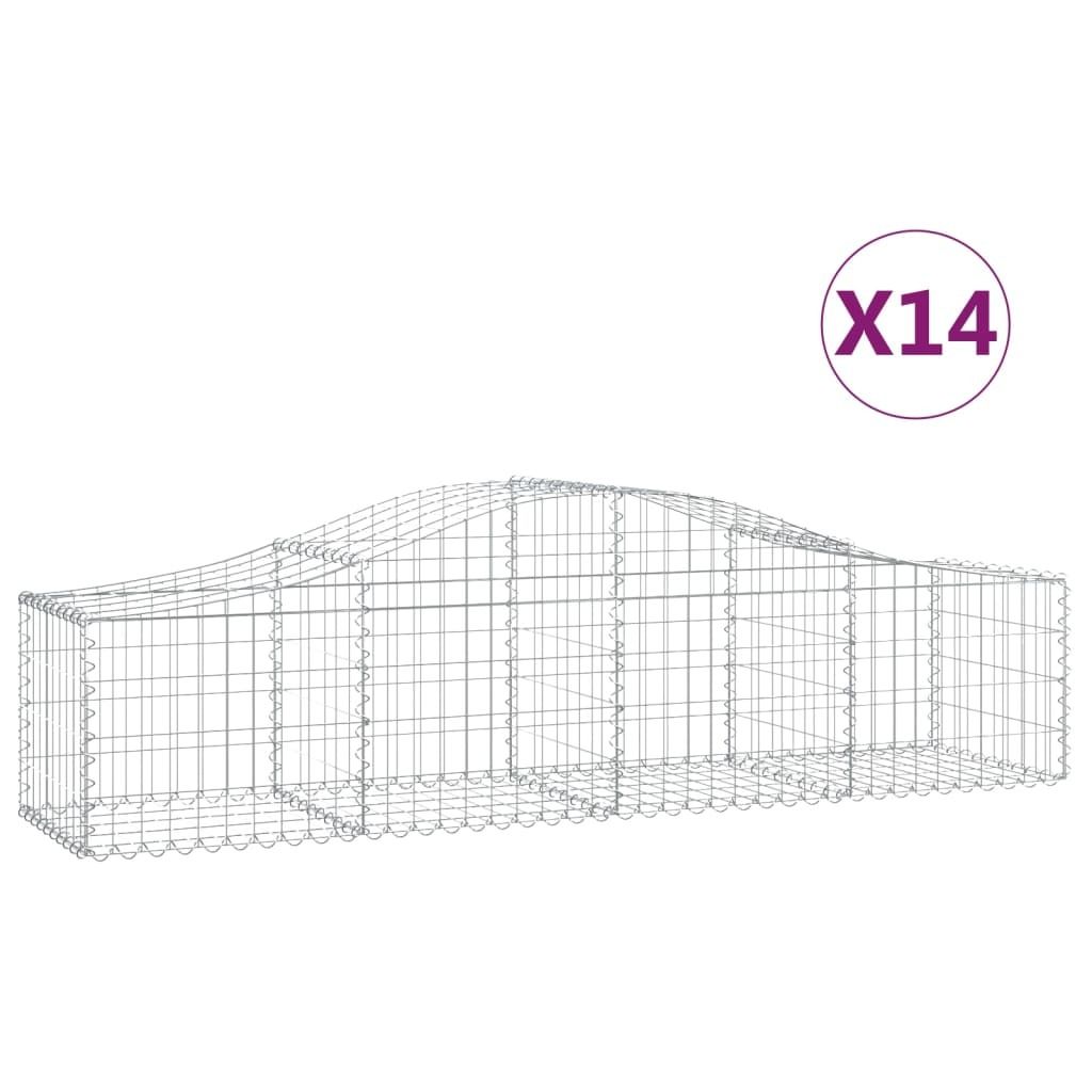 vidaXL Gabionen mit Hochbogen 14 Stk. 200x50x40/60 cm Verzinktes Eisen