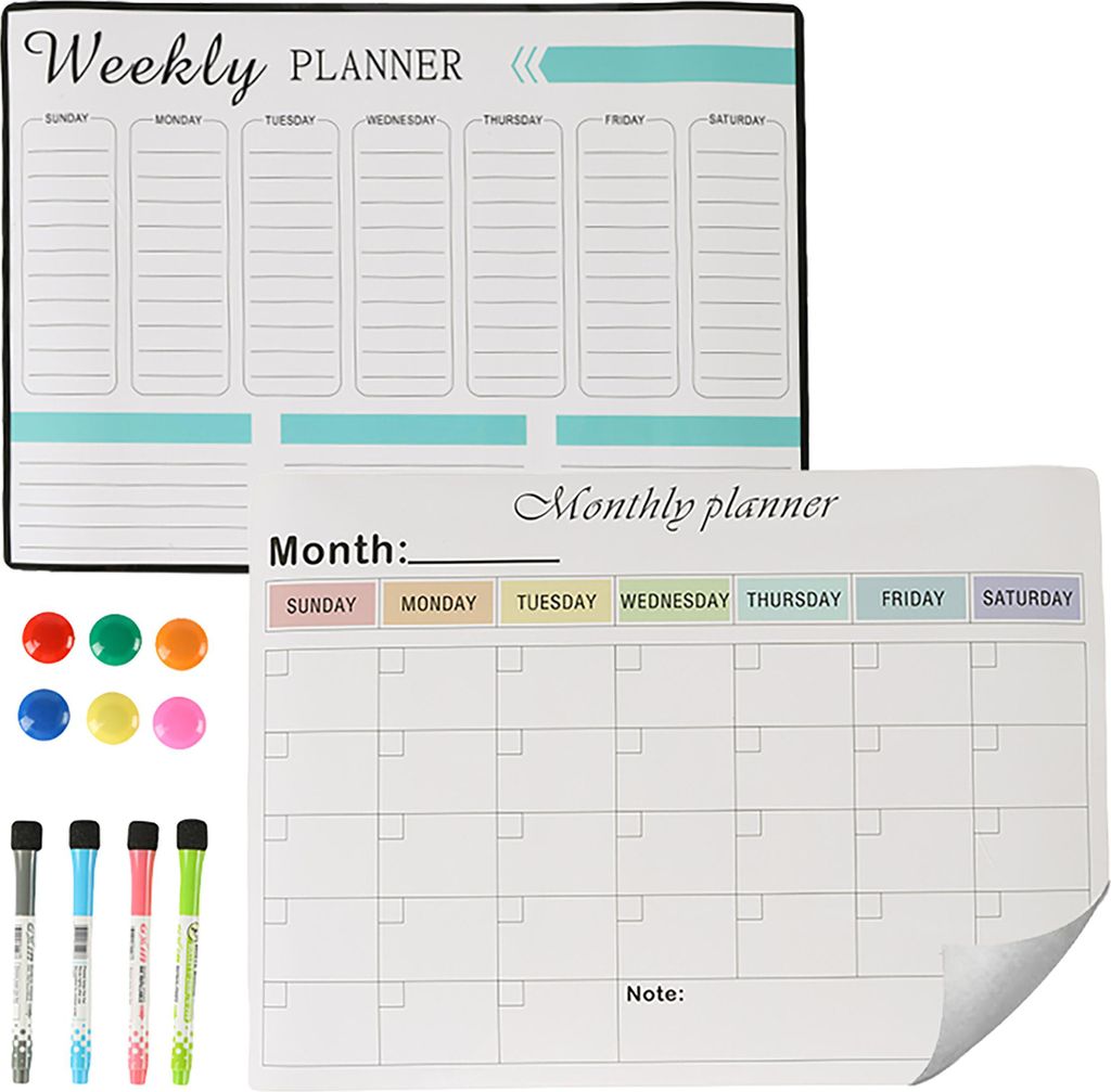Relaxdays Whiteboard für Kühlschrank, Wochenplaner & Produktbild 