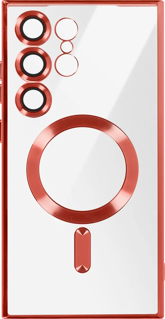Custodia Avizar MagSafe Samsung S24 Ultra Silicone Rosso Cornice Cromata