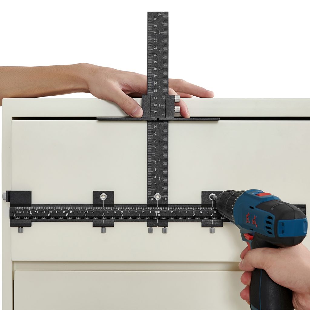 VEVOR Schrank Hardware Jig Einstellbare Punch Locator 0–25 cm Vertikal, Kabinett Hardware Jig 0–20 cm Horizontal Bohrführung Punch Locator Alu...