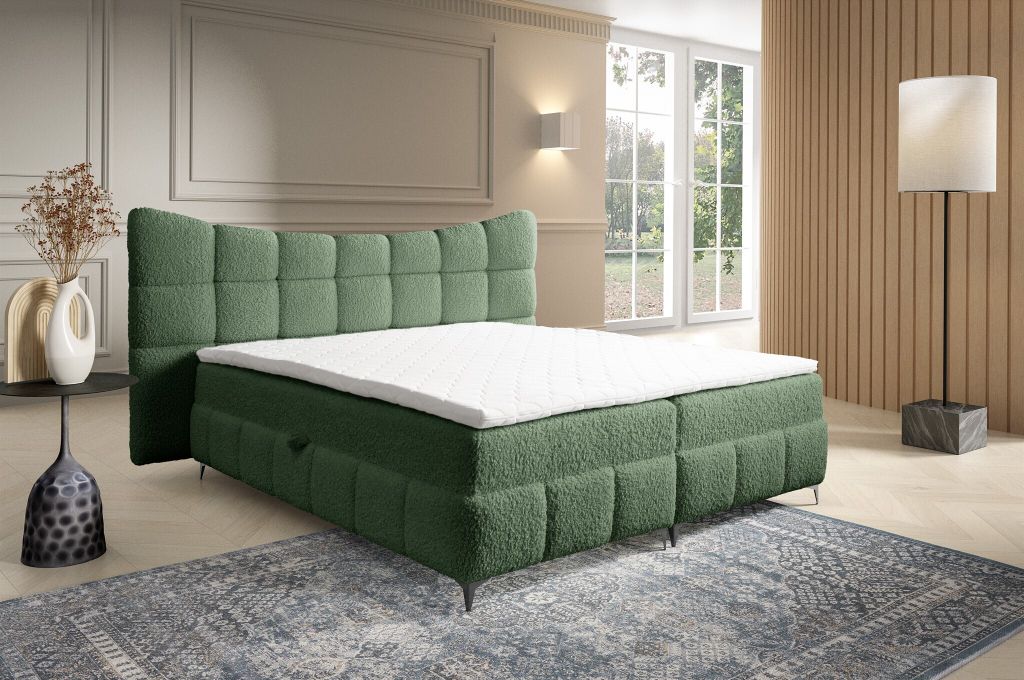 Boxspringbett Bett Schlafzimmerbett NOVA 180x200cm Stoff Rolf Flaschengrün