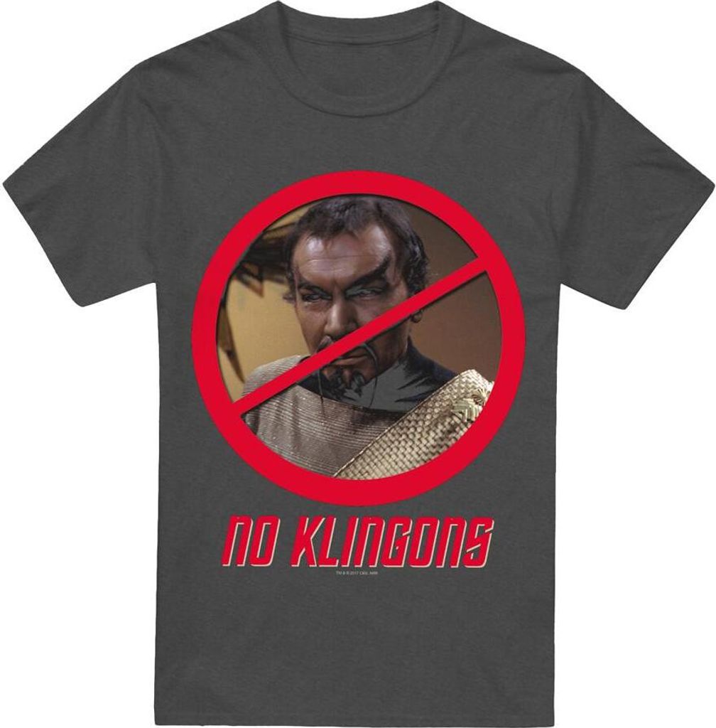Star Trek - "No Klingons" T-Shirt für Herren/Damen Uni TV17933 (3XL) (Holzkohle)