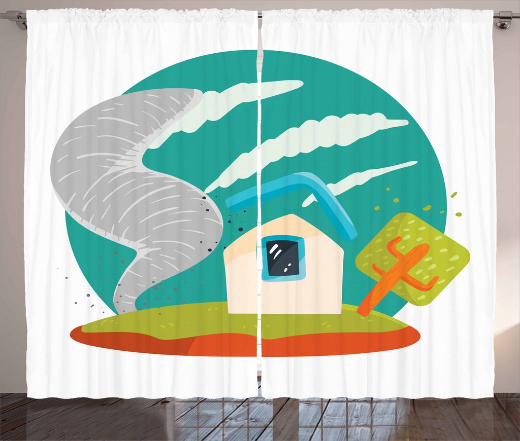 ABAKUHAUS Tornado Rustikaler Vorhang, Cartoon-Stil Whirlwinds, Wohnzimmer Universalband Gardinen mit Schlaufen und Haken, 280 x 245 cm, Mehrfarbig