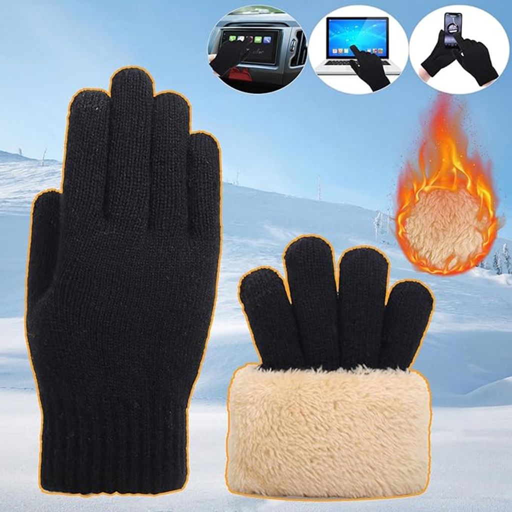 Warme Damen-Winterhandschuhe Mit Touchscreen - Wildleder Mit Fleecefutter