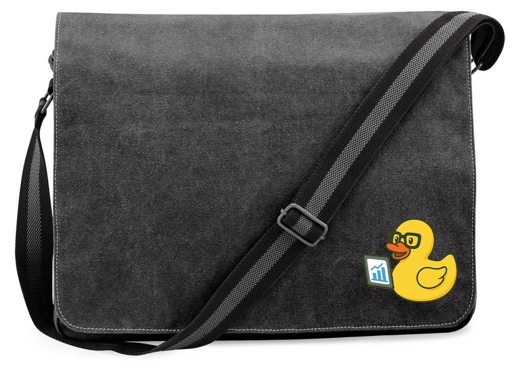 Huuraa Umhängetasche Quietscheente Datenanalyse Comic Gummiente 14 Liter Black Canvas Laptoptasche Geschenkidee