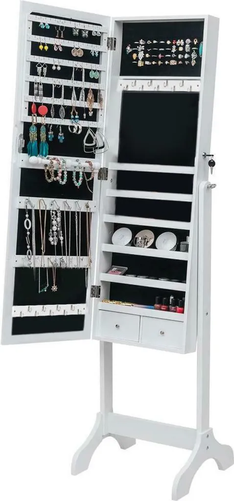 Specchiera Portagioie da Terra con Luci LED e Serratura di Sicurezza - 3