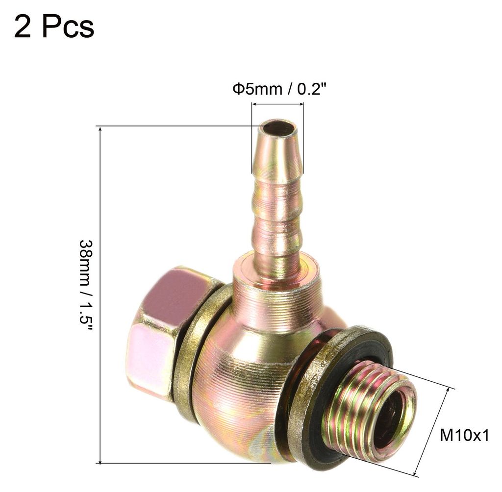 2 Stš¹ck Schlauch Stachel Anschluss Ellenbogen 5mm M10x1 Au?engewinde Kohlenstoffstahl Rohr Adapter Anschlš¹sse Ersatz fš¹r Luft Wasser Heiz?...