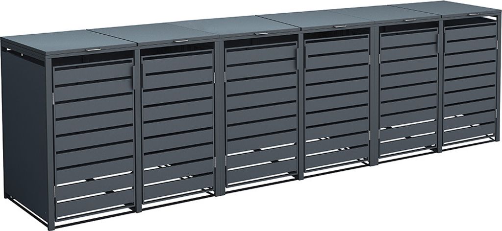 Westmann Metall Mülltonnenbox Kubus 6er 6x240 L Anthrazit 396x80x116 cm