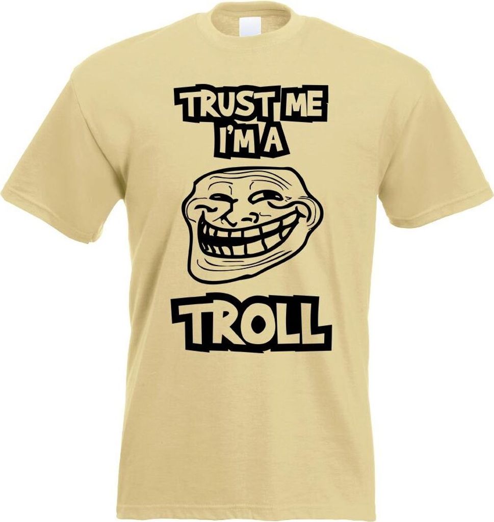 Kiwistar - T-Shirt - Khaki - Trust me, im a Troll face Motiv Bedruckt Funshirt Design Print - mit Motiv Bedruckt - Funshirt Design - Sport - Freize...