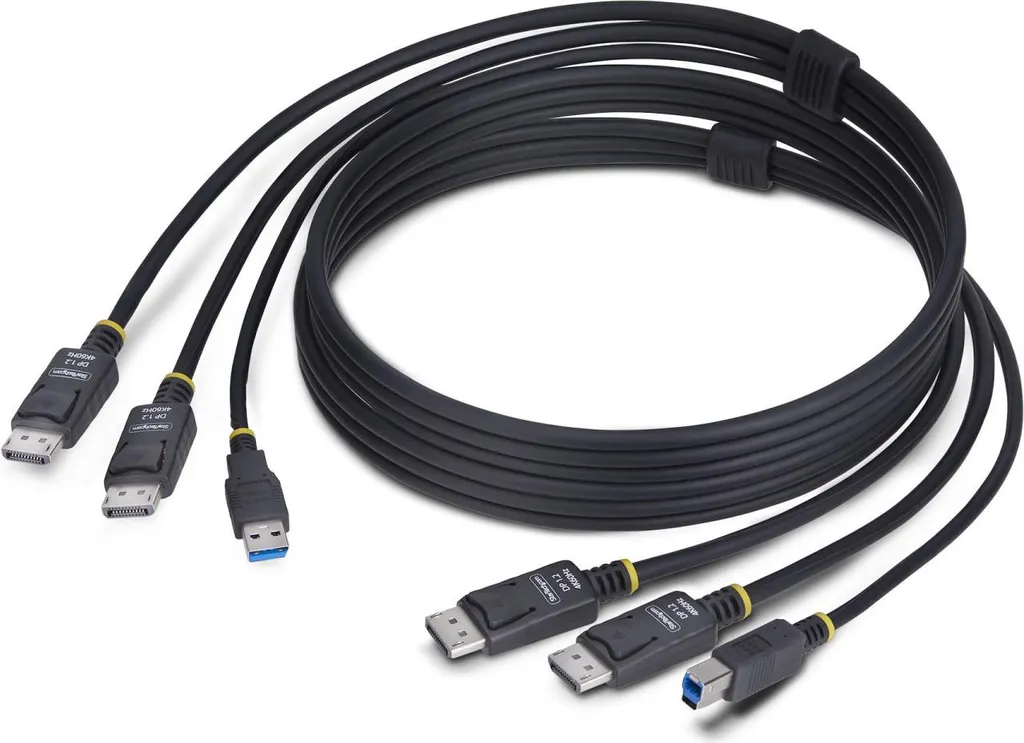 Câble KVM pour Double Moniteur 4K - Connexion DisplayPort et USB 1.8m