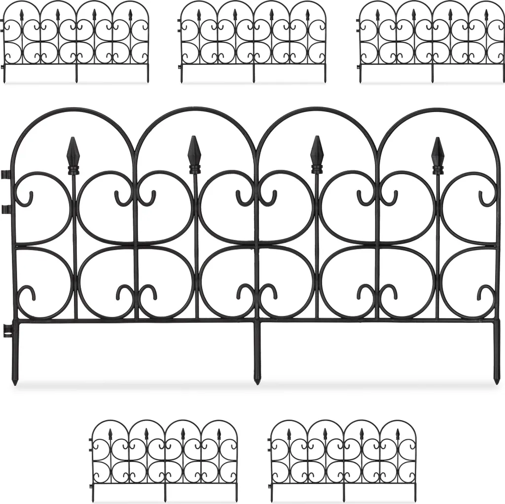 Relaxdays 30 x Bordures de jardin en plastique noir pour vos parterres
