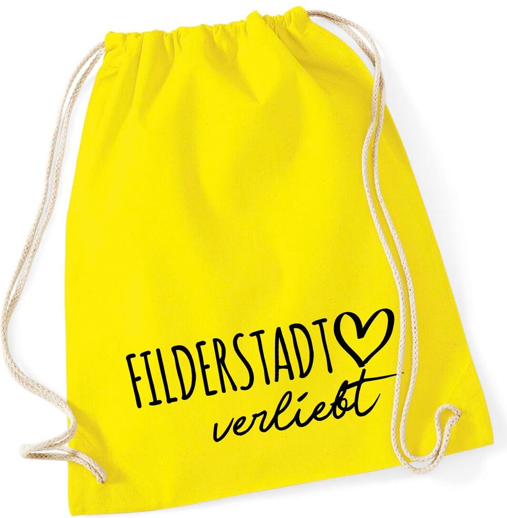 Huuraa Turnbeutel Filderstadt verliebt 12 Liter Yellow Baumwolle Rucksack Geschenkidee