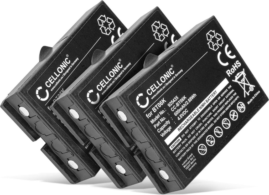 CELLONIC 3x Akku für Fernbedienung Kompatibel mit Ikusi TM70, ATEX transmitters, RAD-TF transmitters, BT06K - (600mAh , 4.8V)